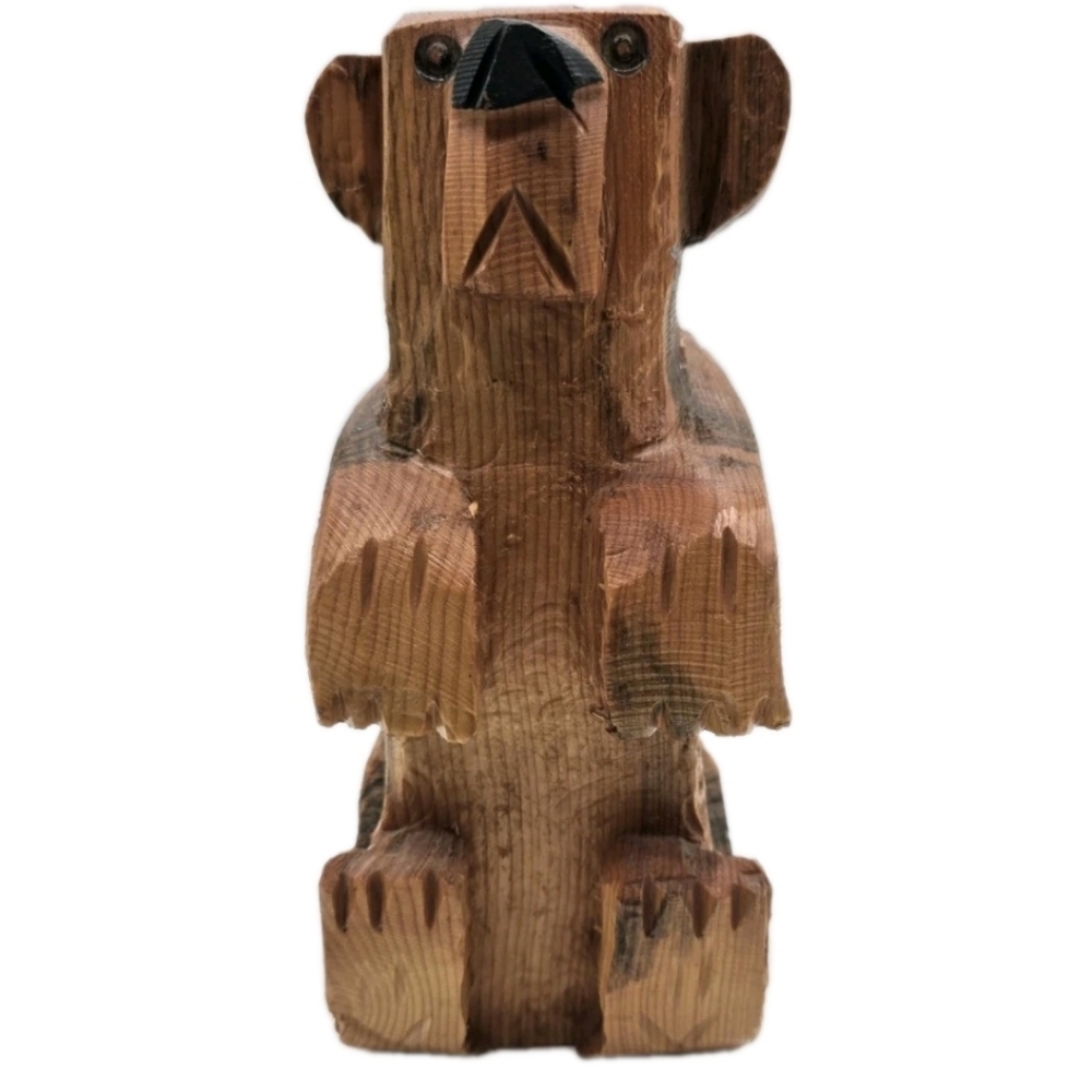 Hand Carved Wooden Rustic Bear 9" Solid Light Color - Picture 11 of 11